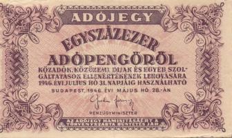 1946. 10.000AP + 50.000AP (2x) főtípus és fehér papíros papírránccal + 100.000AP eltolódott elő- és ...