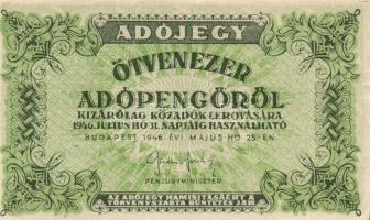 1946. 10.000AP + 50.000AP (2x) főtípus és fehér papíros papírránccal + 100.000AP eltolódott elő- és ...