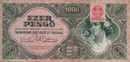 1945. 1000P (2x) bélyeggel és bélyeg nélkül + 100.000P (2x) bélyeggel T:II-,III