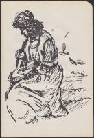 Rippl-Rónai József (1861-1927): Gitáros, cinkográfia, jelzett, 17x25 cm