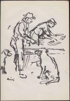 Rippl-Rónai József (1861-1927): Cinkográfia, jelzett, 17x25 cm