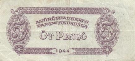 1944. Vörös Hadsereg kiadások, teljes sor! 1P (2x) egyiknél a hátoldali kép kisebb + 2P (2x) + 5P (2...