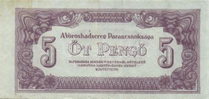 1944. Vörös Hadsereg kiadások, teljes sor! 1P (2x) egyiknél a hátoldali kép kisebb + 2P (2x) + 5P (2...