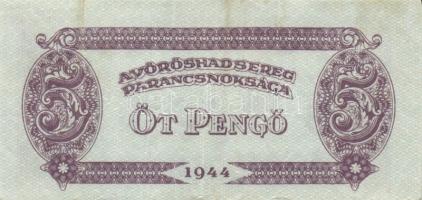 1944. Vörös Hadsereg kiadások, teljes sor! 1P (2x) egyiknél a hátoldali kép kisebb + 2P (2x) + 5P (2...