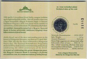 2005. 10Ft "József Attila" számozott emléklapon T:1 Csak 12000db!