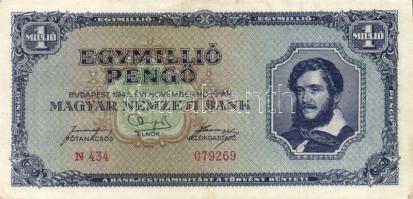 1945. 1.000.000P (2x) + 10.000.000P (2x) kétféle színvariáns + 1946. 1.000.000MP (2x) kétféle színva...