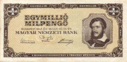 1945. 1.000.000P (2x) + 10.000.000P (2x) kétféle színvariáns + 1946. 1.000.000MP (2x) kétféle színva...