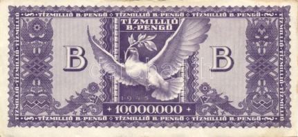 1945. 1.000.000P (2x) + 10.000.000P (2x) kétféle színvariáns + 1946. 1.000.000MP (2x) kétféle színva...