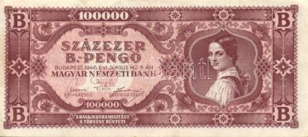 1945. 100.000P + 1946. 100.000.000P (2x) + 1000.000.000P (2x) kétféle színvariáns + 10.000MP (2x) ké...