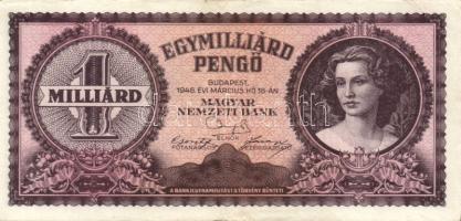 1945. 100.000P + 1946. 100.000.000P (2x) + 1000.000.000P (2x) kétféle színvariáns + 10.000MP (2x) ké...