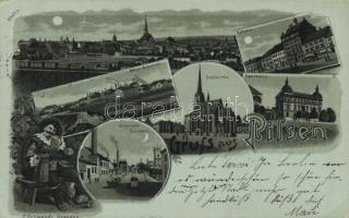 1898 Plzen with brewery and brewhouse litho