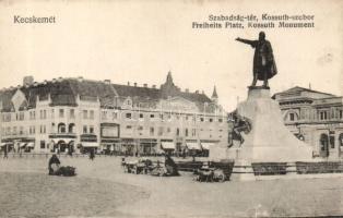 Kecskemét Szabadság tér, Kossuth-szobor és Fuchs üzlete