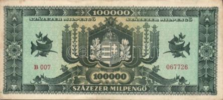 Kis vegyes bankjegy tétel: Magyarország 1923. 100K, 1930. 100P, 1945-46. 1.000.000P, 100.000.000P, 1...