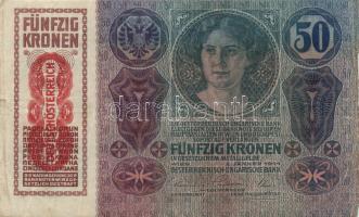 1913-15. 10K (2x) + 20K (3x) + 50K (4x) köztük 7db felülbélyegzett "Deutschösterreich" és ...
