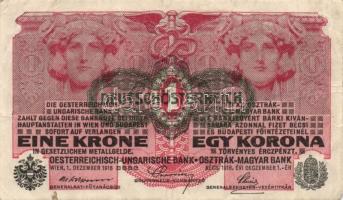 1916-22. 1K (6x) kettő zöld vízszintes "Deutschösterreich" felülnyomással + 2K felülnyomás...