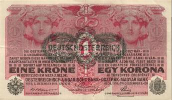 1916-22. 1K (6x) kettő zöld vízszintes "Deutschösterreich" felülnyomással + 2K felülnyomás...