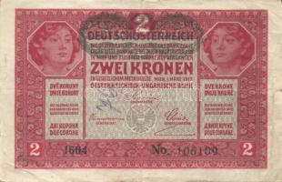 1916-22. 1K (6x) kettő zöld vízszintes "Deutschösterreich" felülnyomással + 2K felülnyomás...