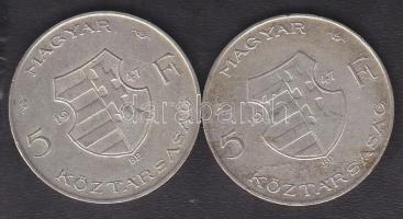 1947. 5Ft Ag (2x) "Kossuth" T:2