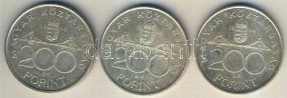 1994. 200Ft Ag (3x) "Deák" T:2