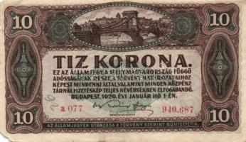 1913. 20K II.kiadás "Magyarország" piros körbélyegzővel T:III- + 1920. 10K (2x), 20K T:III,IV