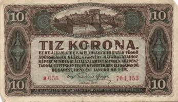 1913. 20K II.kiadás "Magyarország" piros körbélyegzővel T:III- + 1920. 10K (2x), 20K T:III...