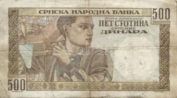 Szerbia 1941. 500D vízjel:Alexander I. + 1942. 50D, 500D + 1943. 100D T:II-,III