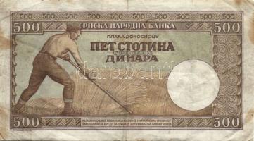 Szerbia 1941. 500D vízjel:Alexander I. + 1942. 50D, 500D + 1943. 100D T:II-,III