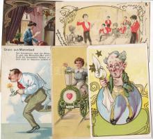 5 db századfordulós litho üdvözlő, humoros lap