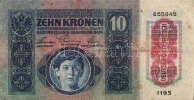 1915. 10K "Deutschösterreich" felülbélyegzéssel (2x) T:II,III
