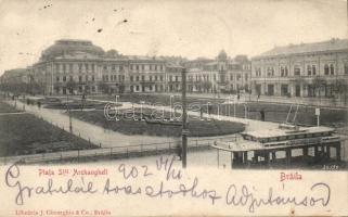 Braila Archangel square with tram