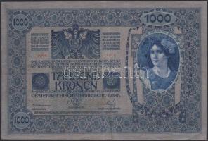 1902. 1000K függőleges "Deutschösterreich" felülnyomással T:III