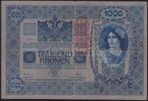 1902. 1000K függőleges "Deutschösterreich" felülnyomással (2x) T:III-,IV