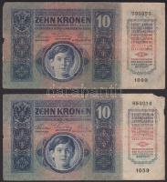 1915. 10K (10x) román körbélyegzővel T:III,III-  / with Romanian seal