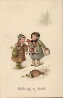 New Year children litho