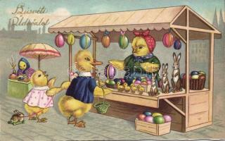 Easter chicks in the market litho (EK)