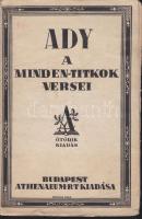 Ady Endre: Minden titkok versei, Athenaeum, Budapest 1923, borító: Kozma Lajos (apró gerinc hibák)