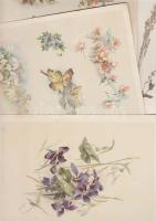 cca 1900 10 db litho és egyéb virág nyomat / 10 flower prints with lithos cca 18x22 cm