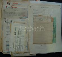 cca 1942 A Wallram nemzetközi gépgyár könyvelése: számlák, üzleti levelek lefűzve, kb 50 db / Bookkeeping of the Wallram-Voigtlander Co. invoices, letters, cca 50 pcs.