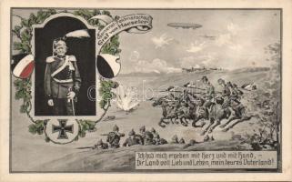 Graf von Haeseler, German military propaganda  with Zeppelin