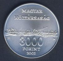 2002. 3000Ft Ag "Hortobágyi Nemzeti Park" T:BU Csak 5000db! Eredeti dísztokban, tanúsítvánnyal!