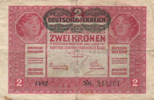 1916. 1K (2x) zöld "Deutschösterreich" felülbélyegzéssel + 1917. 2K (4x) zöld "DÖ&quo...