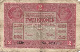 1916. 1K (2x) zöld "Deutschösterreich" felülbélyegzéssel + 1917. 2K (4x) zöld "DÖ&quo...
