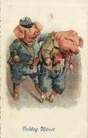 Pigs, policeman and criminal, New Year