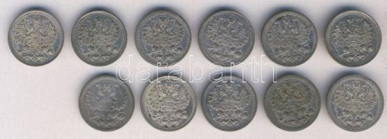 Oroszország 1885-1908. 5k (11x) Ag főleg klf évszámmal T:vegyes