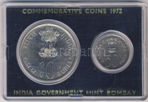 India 1972. 50P + 10R Ag "A függetlenség 25. évfordulója" emlékkiadás T:BU eredeti papír és plasztiktokban, tanúsítvánnyal!