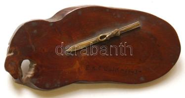 1943 Erdélyi Kárpát Egyesület csiki sítúra emlék; bronz-fa 18cm