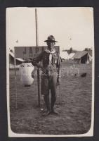 1938 Cairo: Japán cserkész fotója (tépődés) / Photo of Japaneese scout in Cairo (damaged) 6x9cm