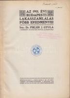 1912 Pikler J. Gyula: 1911 A budapesti lakásszámlálás főbb eredményei 114p. korabeli félvászon kötésben a szerző ajánlásával