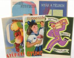 5 db gyümölcsreklám képeslap