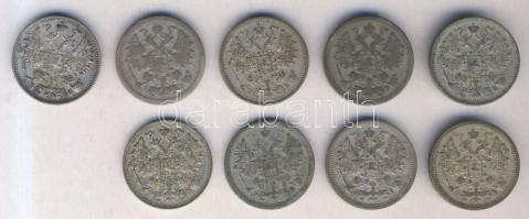Oroszország 1903-1912. 15k Ag (9x) mindegyik különböző évszámmal T:2,3,3-